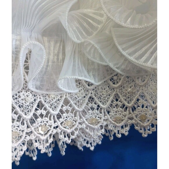 Vintage White Ruffled Lace Sequin 12-15 Mos Christening Dress Size 1 Flower Girl - Picture 5 of 9